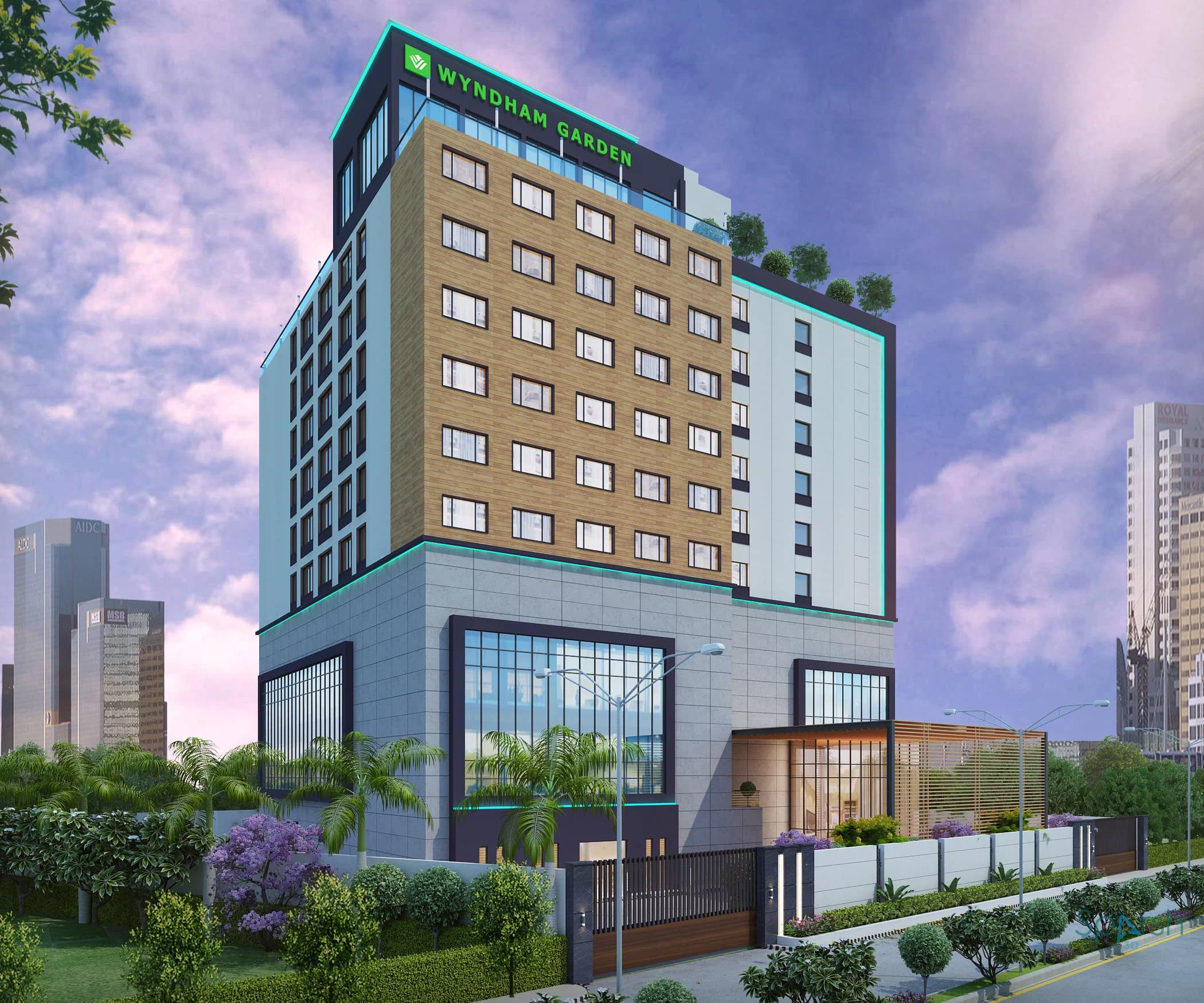 3D visualization of Hotel Wyndham Garden Agra by Sparsh 3D Lucknow