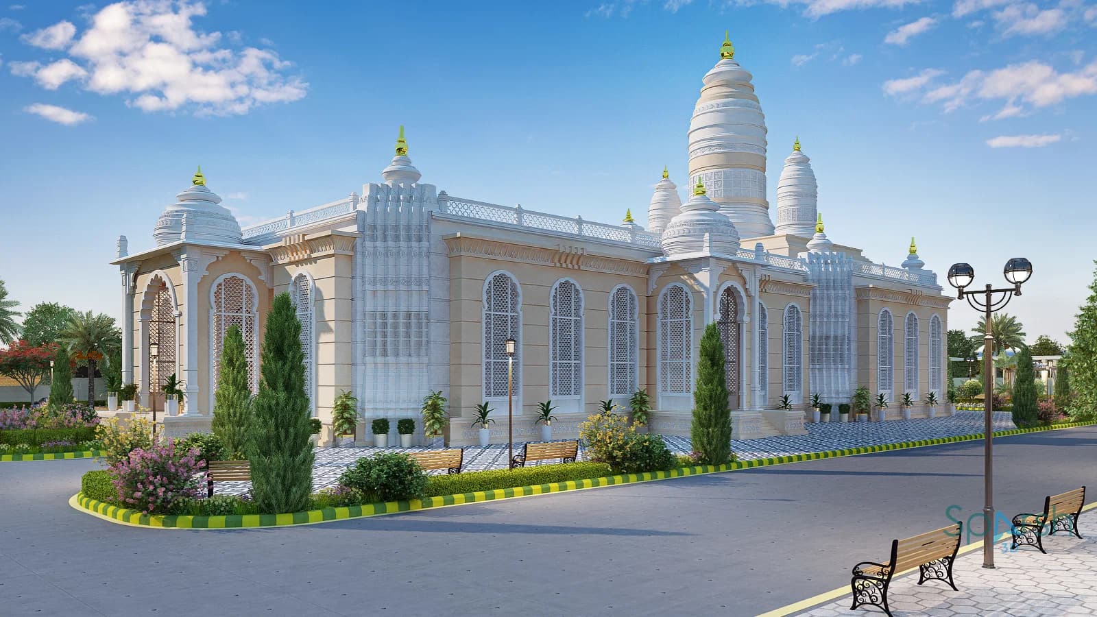 3D visualization of ISKCON Lucknow by Sparsh 3D Lucknow